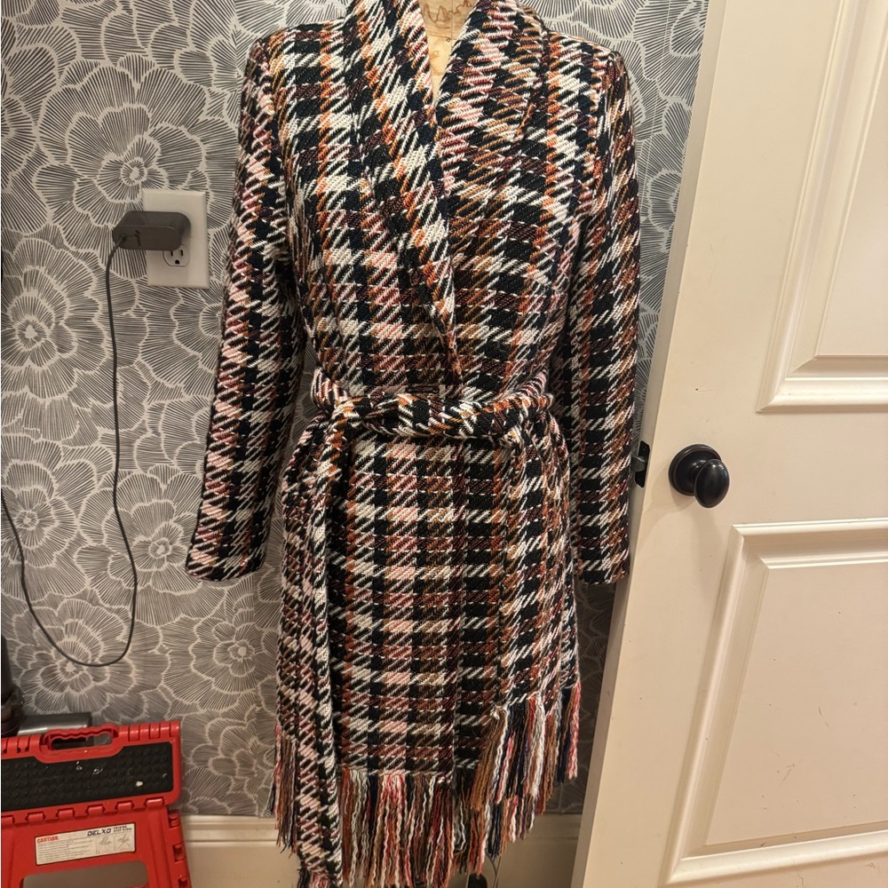 CAbi Polka Dot Coat - Cream and Black size small in great condition